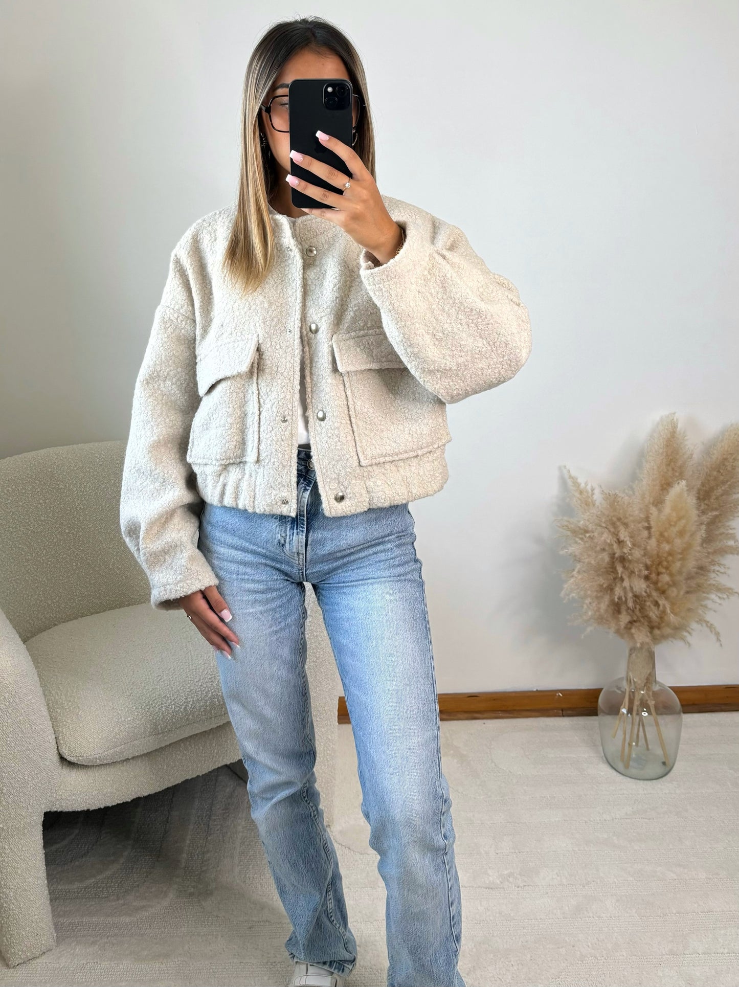 Bomber bouclette beige CAMILLE