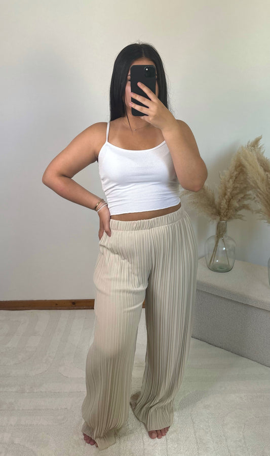 Pantalon plissé beige ALMA