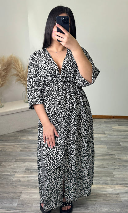 Robe Longue Léopard Noir et Blanc ROMY