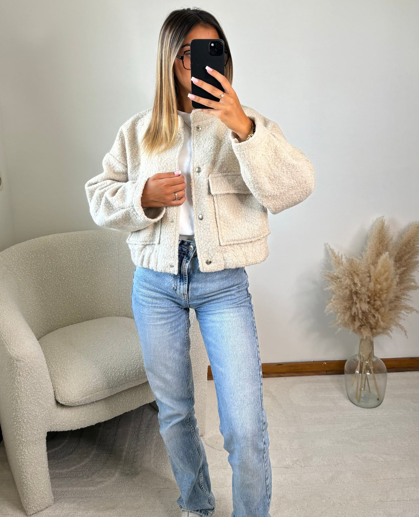 Bomber bouclette beige CAMILLE